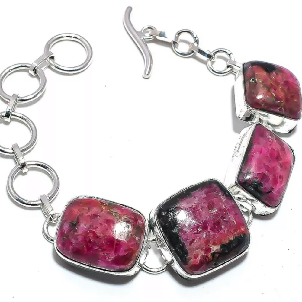Thulite Sterling silver bracelet - Picture 3 of 3